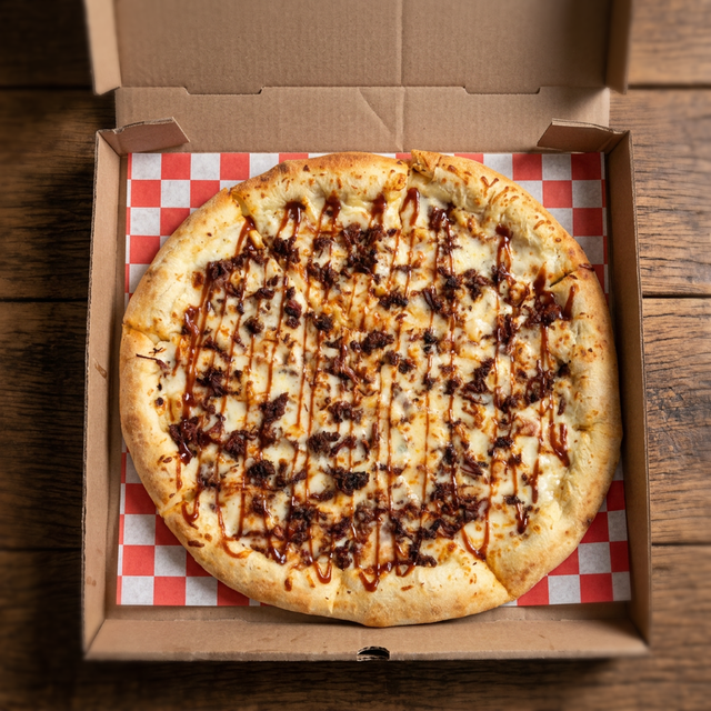 Large Brisket Mac Pizza.
